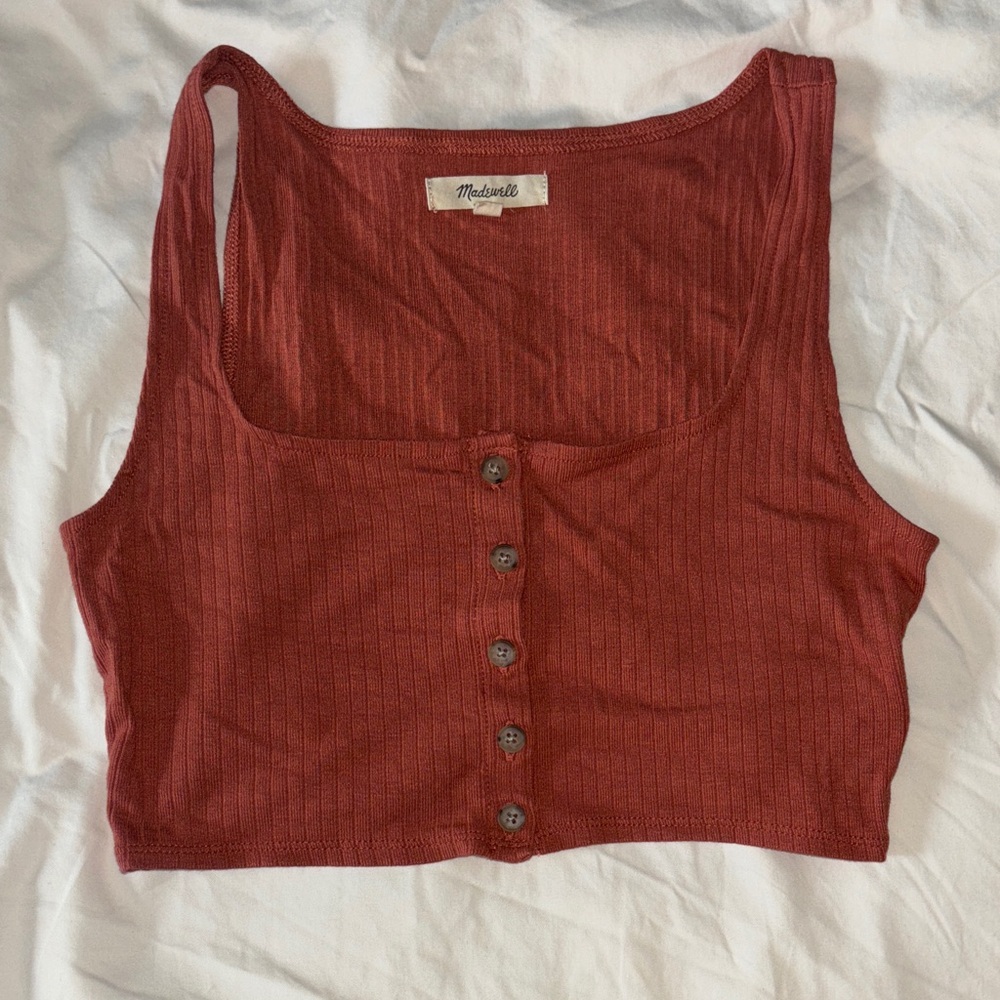 Madewell Rust Buttoned Crop Top